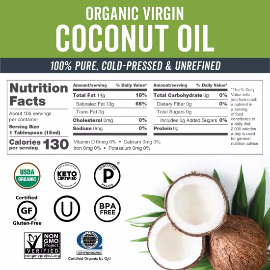 Viva Naturals Organic Extra Virgin Coconut Oil, 54 Fl Oz