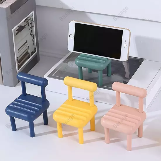 Phone Holder Chair Plastic Carved Modern Multicolor Solid Small Desktop Decor