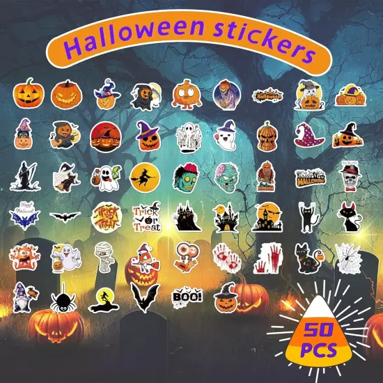 Non-Repeating Halloween Stickers, Party Favors,Vinyl 