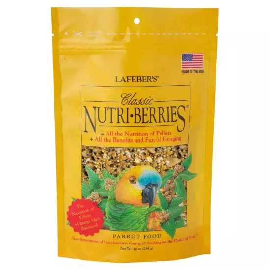 LAFEBER'S Classic Nutri-Berries Pet Bird Food for Parrots 10 oz - 2 Pack