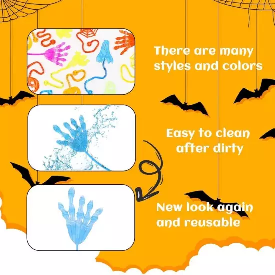 72Pcs Halloween Sticky Hands Party Favors Toys for Kids, Skull Skeleton Bat... 