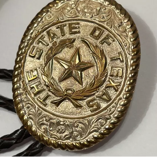 VTG Crumrine Star Of Texas Seal Bolo Tie Made USA Star Mens Western