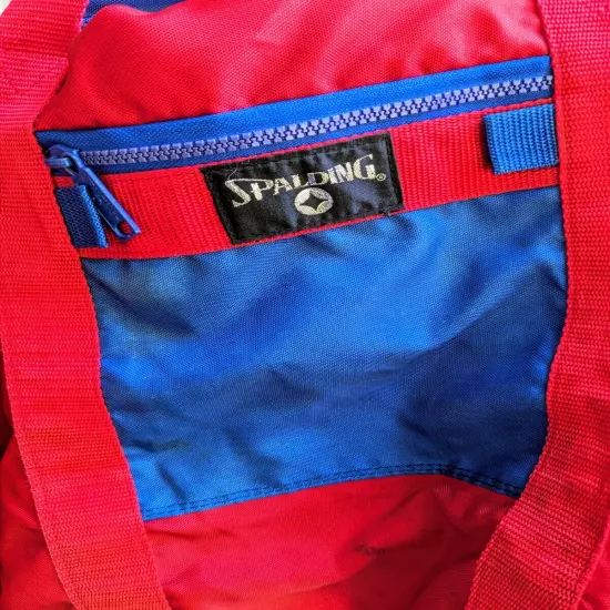 Vintage 80s-90s Spalding Duffle Sports Bag*Zip Closure*Red & Blue