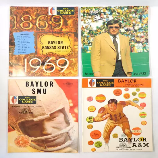 Lot of (14) Different 1967 to 1982 Bayler College Football Programs