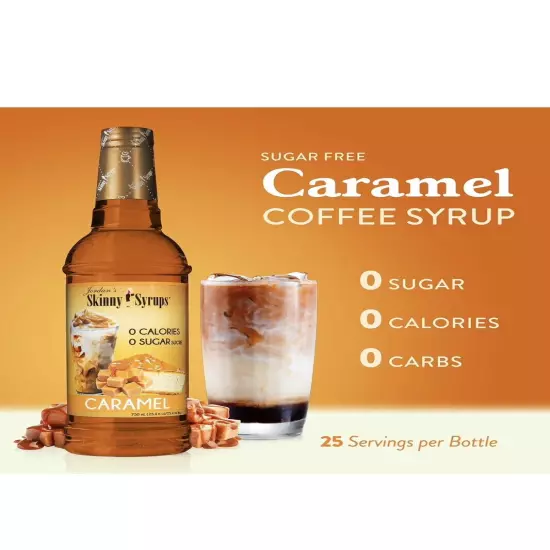 Jordan's Skinny Syrups Sugar Free Coffee Syrup, Caramel Flavor 750ml