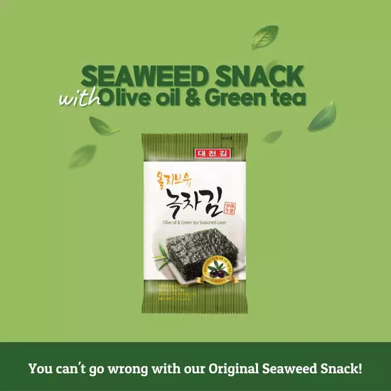 Daechun(Choi'S1) Seaweed Snack, (Pack of 20), Original, Sea Salt, Green Tea P...