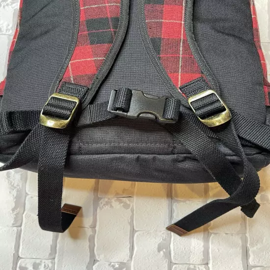 LL Bean Backpack Bookbag Wool Blend Plaid Flannel Laptop Tablet Travel School