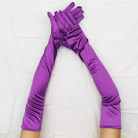 Women's Satin Long Gloves Opera Wedding Bridal Evening Party Prom Costume Glov