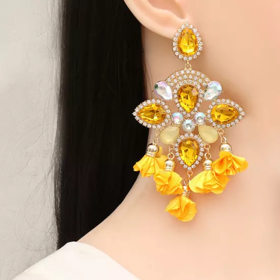 Bohemia Color Diamond Flower Female Earrings