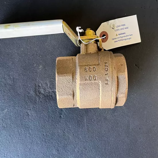 1-1/2" NPT Lead-Free Bronze Std. Port Ball Valve 150 WSP 600 WOG, MADE IN USA