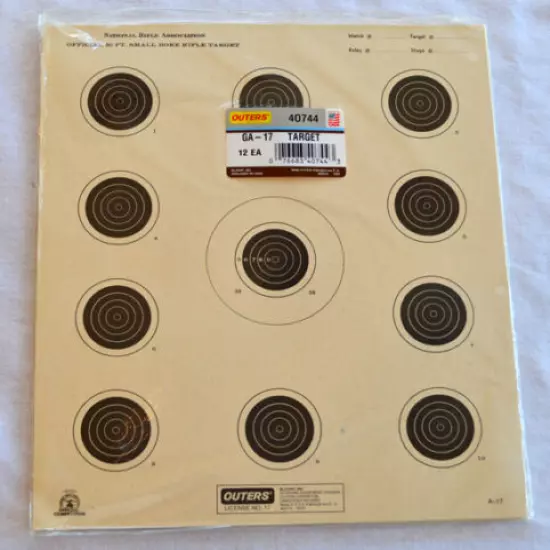 Outers National Rifle Association A-17, Offical 50ft Small Bore Rifle Targets 