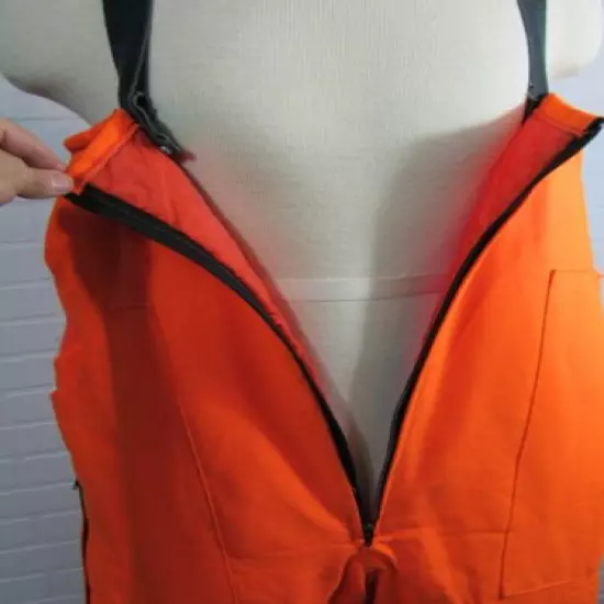 VINTAGE FLEETWOOD LINED ORANGE HUNTER BIBS XL HUNTING SPORTSWEAR 