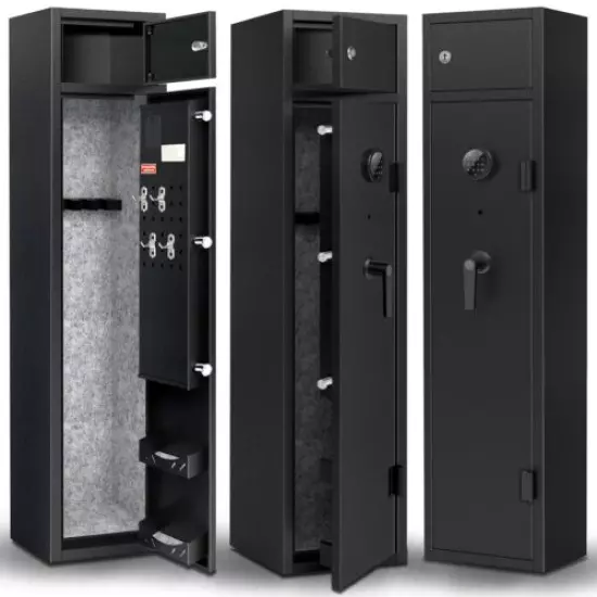 Biometric Pin Code Gun Safe Box 2.78 Cu.Ft Two Doors Rifles Cabinet w/Ammo Rack