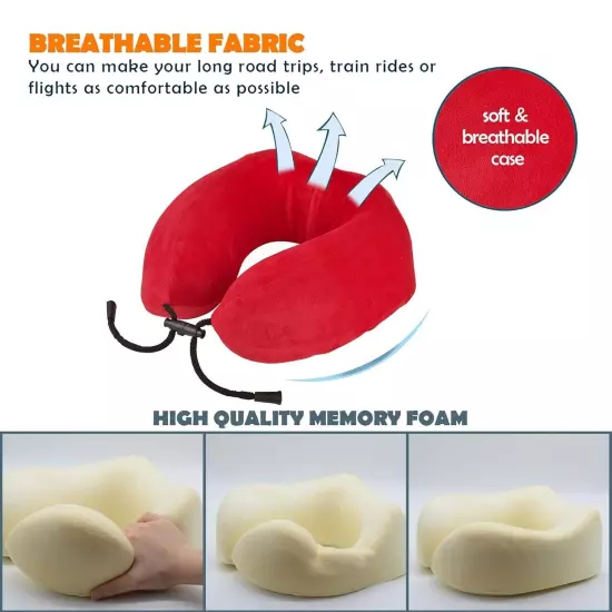 Neck Pillows Travel Pillow Head Rest Pillows for Flight Cars Home Office Red