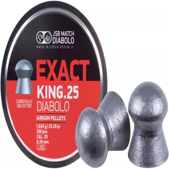  Match Diabolo Exact King .25 Cal, 25.39 Grains, Domed, 350Ct