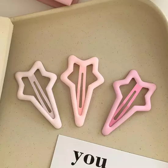 3Pcs/Set Pink White Series Hair Clips Pentagram Pin Barrettes Cute Sweet I5M7 ∫н