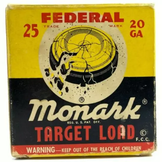 1960's Federal Monark Target Load 20 Ga EMPTY Ammo Box 5700-LX