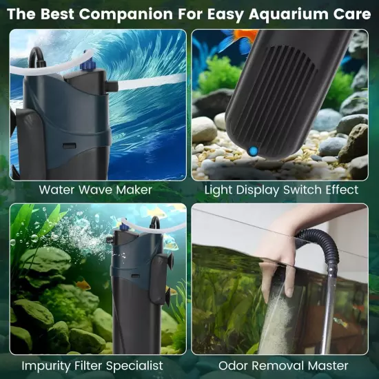 Aquarium Fish Tank UV Filter Submersible Water Pump fit 10-40 Gal Tank 500L/H