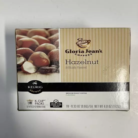 Gloria Jean's Hazelnut Coffee 18 Keurig Kcups FREE SHIPPING **Best By 4/2015**