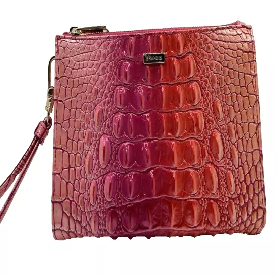 Brahmin Daisy Melbourne Leather Wristlet Ruby Ombre NWOT NEW