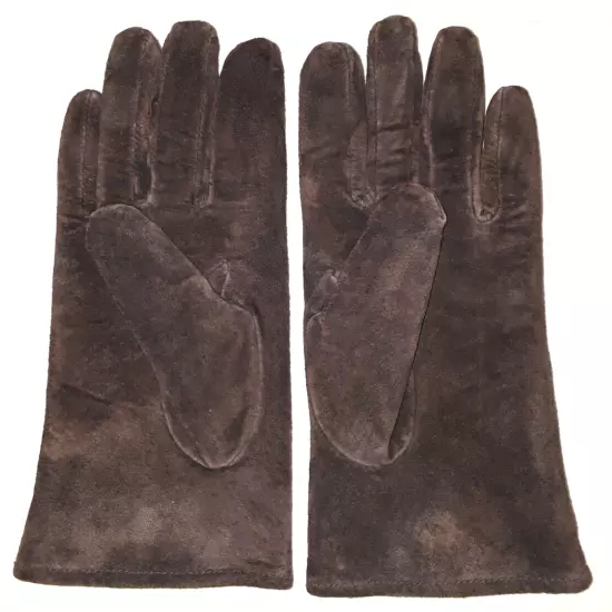 Isotoner 24862 lined brown suede gloves womens size M