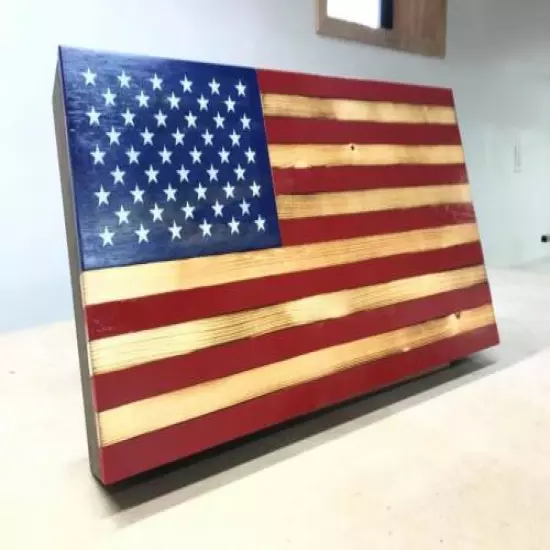 Rustic Wood American Flag Concealment Cabinet