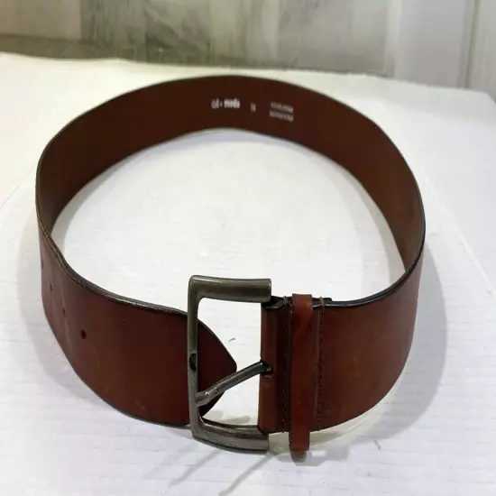 Art Moda Men's Cognac Leather Burnish Belt. Made in Italy. 