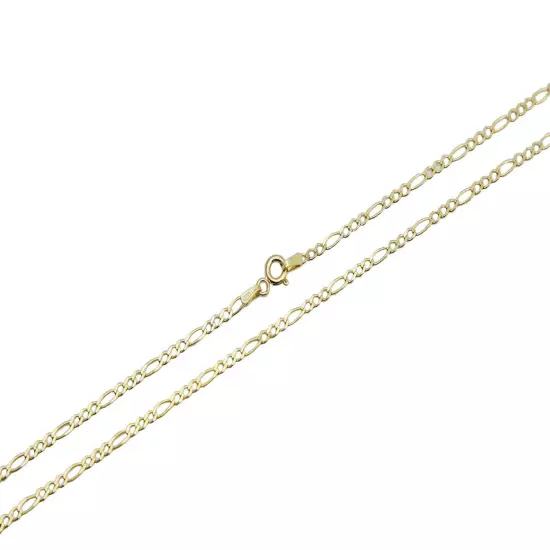 14k Yellow Gold Solid Figaro Link Chain 1.5mm-2.25mm Men's Women Necklace 16-24"