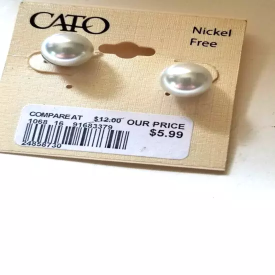 Cato Earrings Faux Pearl White Acrylic Ball Large Stud Post Pierced