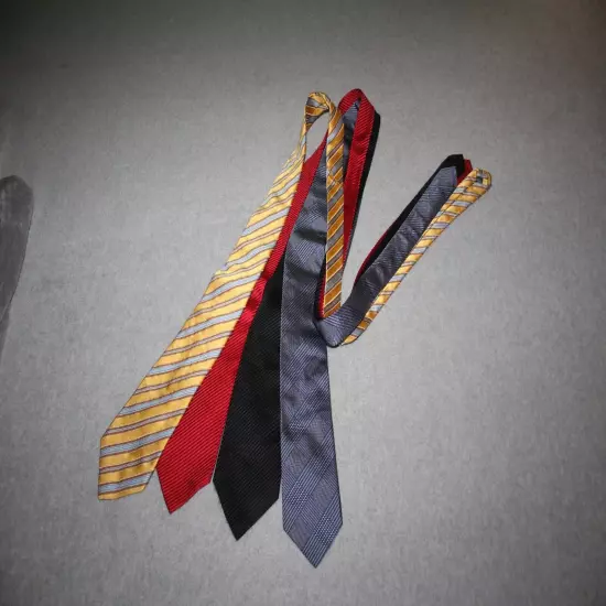 LOT of 4 DAVID DONAHUE Silk Ties Red Black Yellow and a Blue Plaid