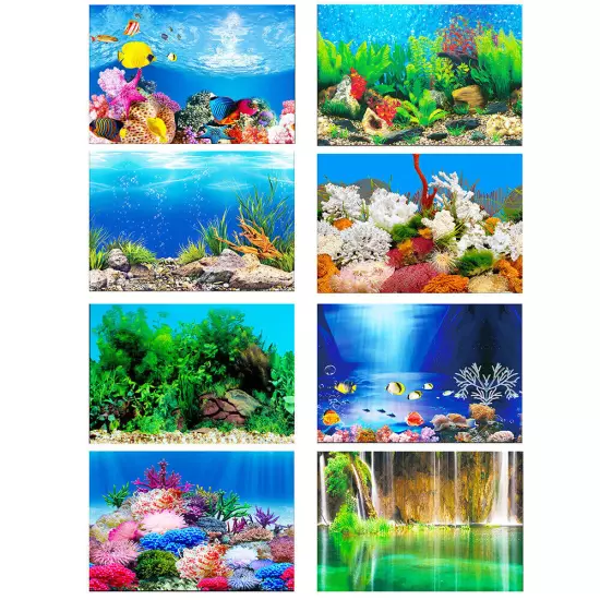 2 in 1 Double-sided Printing 3D Poster Decor Aquarium Fish Tank Background Decor