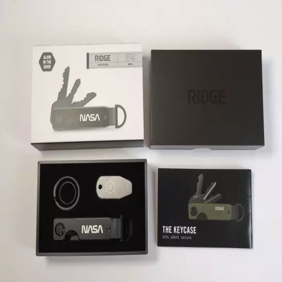 The Ridge Keycase - NASA - Aluminum Black & Glow in the Dark Key Organizer