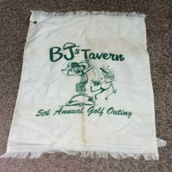 Vintage BJs Tavern 5th Annual Golf Outing Golf Towel (White) 16" x 25"