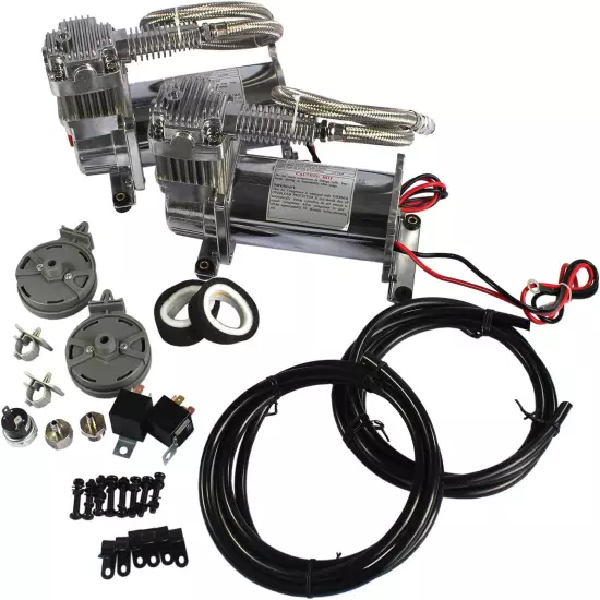 New 12 Volt Dual Chrome 440C 200 PSI Air Compressor Kit 440C