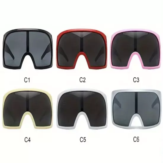 OVERSIZED Futuristic Wrap Around Face Shield Party Raver SUNGLASSES Huge Frame