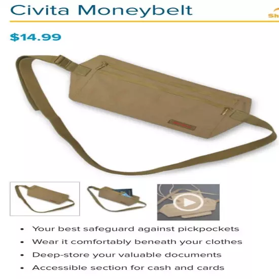 TWO RICK STEVES TRAVEL GEAR CIVITA MONEY BELTS NEW IN PACKAGE