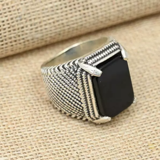 Black Onyx Ring 925 Sterling Silver Men's Statement Anniversary Ring Al Size B56