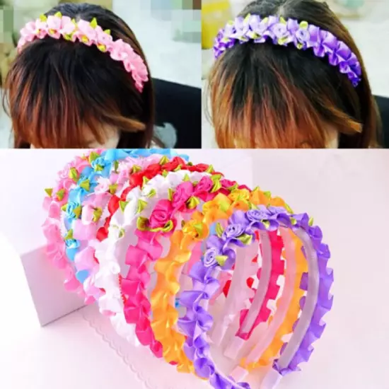 Rose Flower Braided Hairband Hair Clips for Girls Kids Headband Hair Accessories