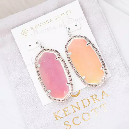 Kendra Scott Danielle Silver Drop Earrings In Dichroic Glass