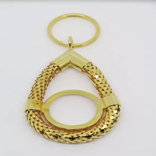 WHITING & DAVIS STYLE GOLD TONE KEY RING WITH MAGNIFYING GLASS