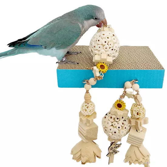 Bird Perch Stand w/ Chewing Toys Parrots Platform Bird Paw Grinding Stand