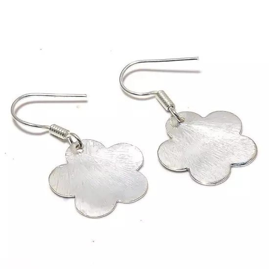 Ethnic Designer Plain Silver Plated Gift For Bestie Drop/Dangle Earrings 1.4"