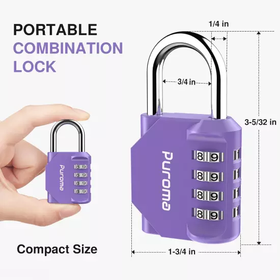 1 Pack Combination Lock 4 Digit Locker Lock Outdoor Waterproof Padlock for Schoo