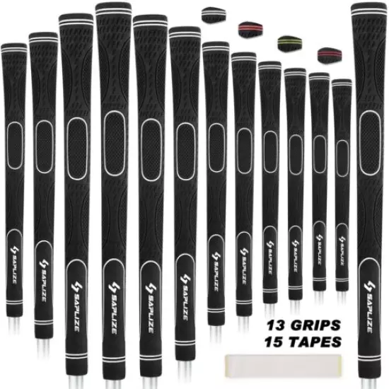 13 Golf Grips Kit with 15 Tapes, Midsize, White Golf Club Grips Kit