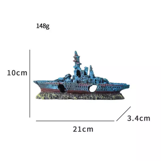 Aquarium Sunken Ship Decoration Resin Fishtank Ornaments Hideout Boat Statues