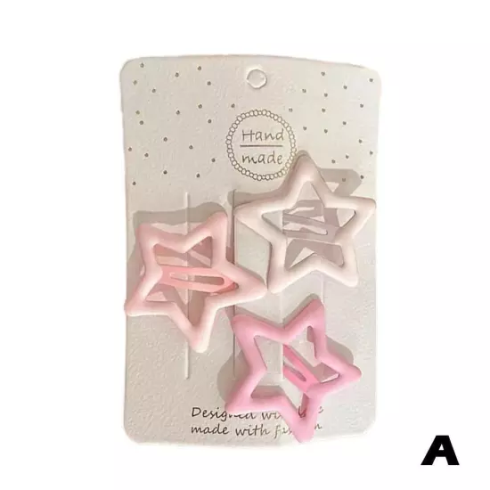 3Pcs/Set Pink White Series Hair Clips Pentagram Pin Barrettes Cute Sweet I5M7 ∫н