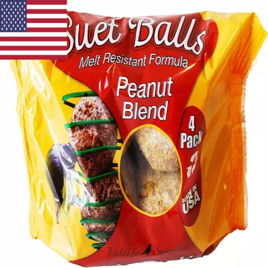 Melt Resistant Suet Balls Variety 16 Pack, 4 Wrapped Packs Of