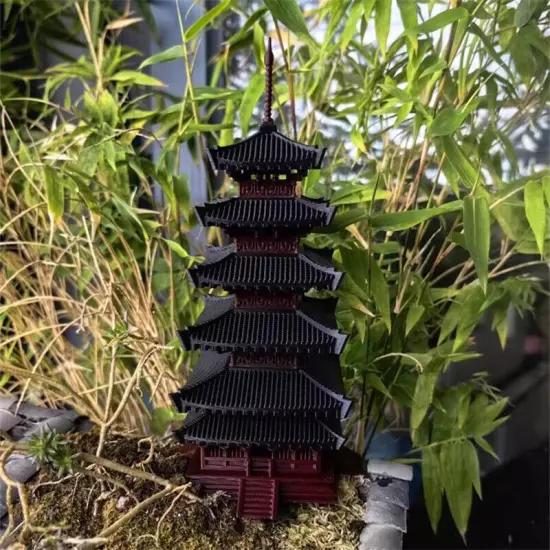 Chinese Ancient Tower Building Models Aquarium Pavilion Landscape Plastic Toys