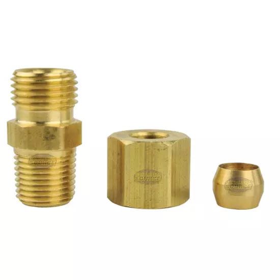 1/4" x 1/8" Compression x Male NPT Adapter Pipe Fitting Tube Connector 4 Pack