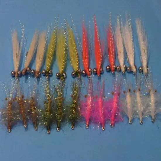 24 crazy charlies/shrimp flies,bass,bonefish,salmon,,sea trout,redfish(size 4)